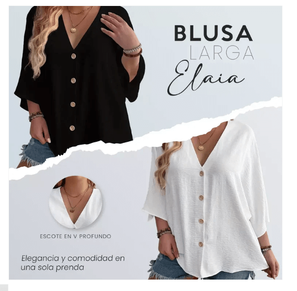 Blusa Larga Elaia Cuello V