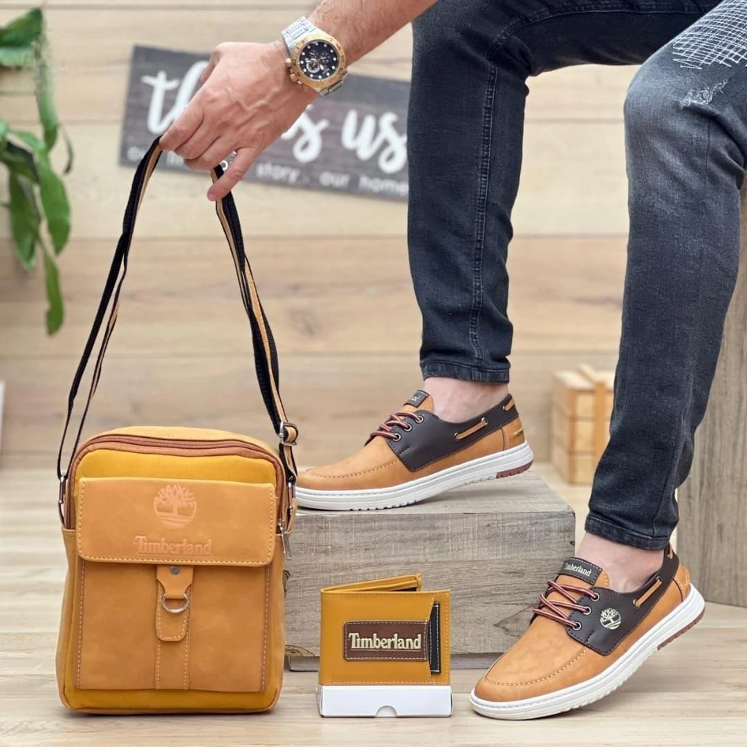 Set Timberland Street Style 3 en 1: Mocasín ortopédico + Maletín + Billetera