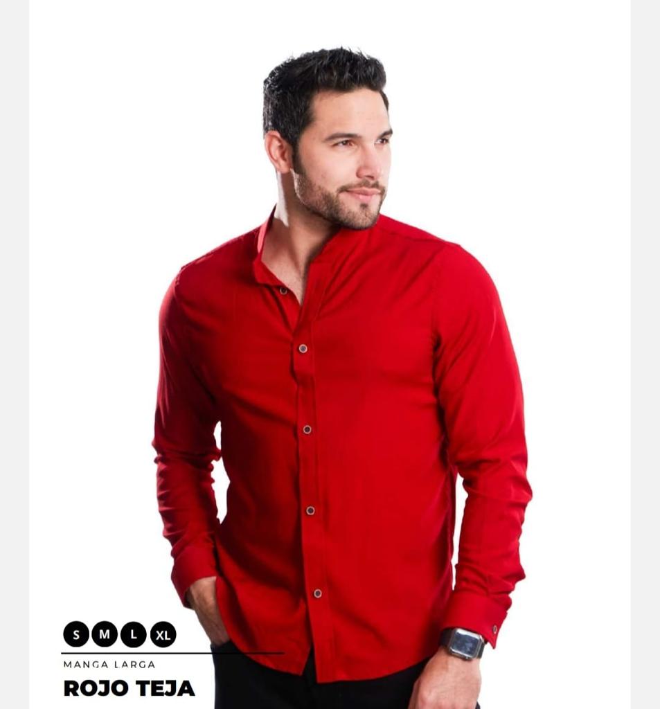 Camisa Manga Larga Sin Cuello en Seda Fria