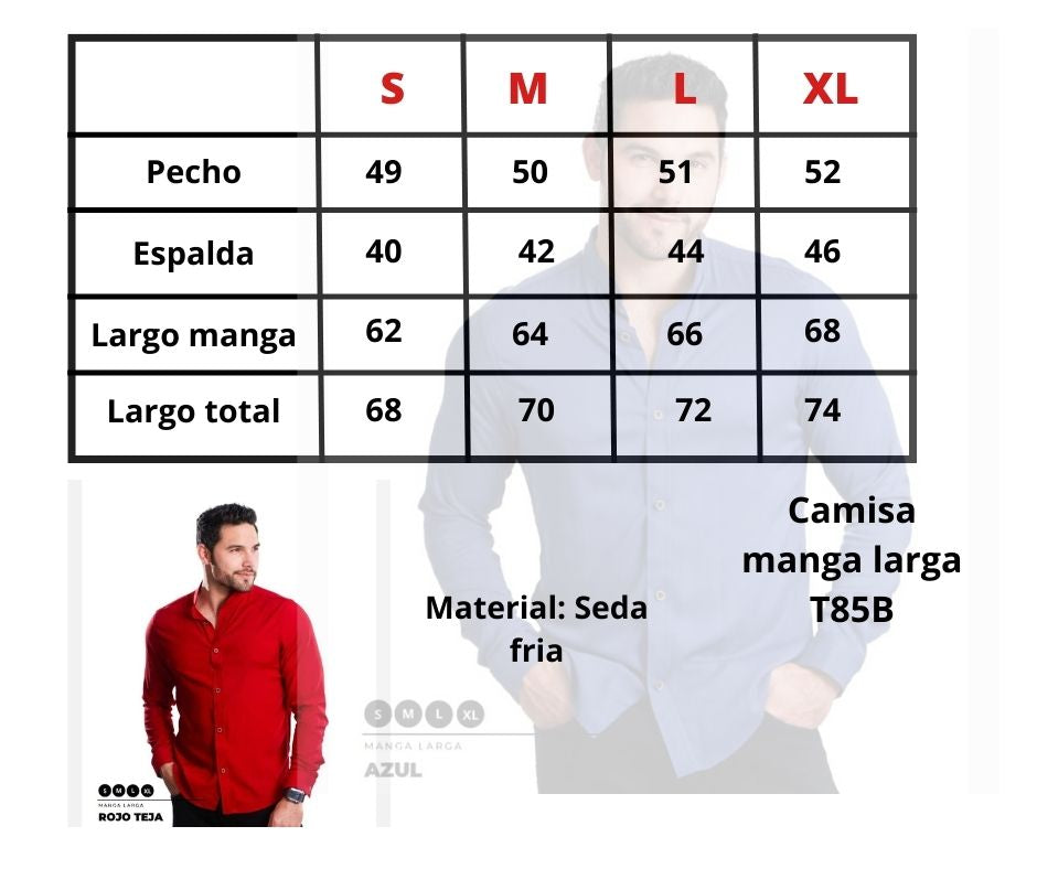 Camisa Manga Larga Sin Cuello en Seda Fria