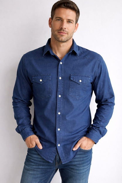 Camisa Jeans Manga Larga