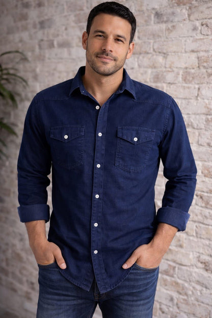 Camisa Jeans Manga Larga