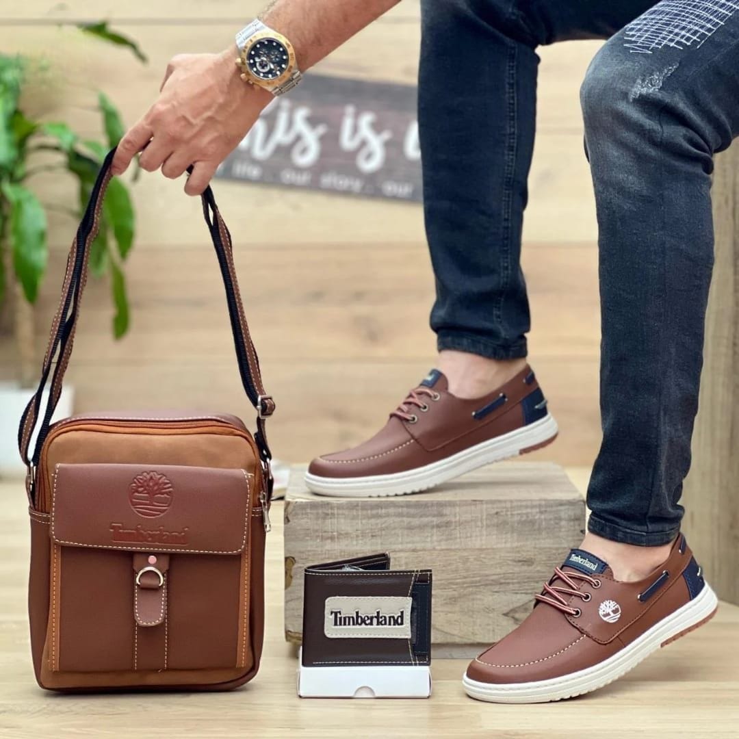 Set Timberland Street Style 3 en 1: Mocasín ortopédico + Maletín + Billetera