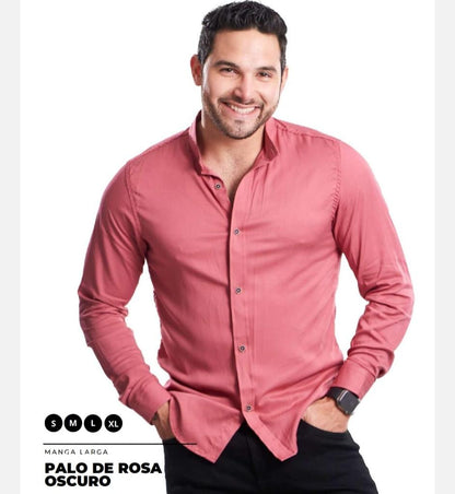 Camisa Manga Larga Sin Cuello en Seda Fria