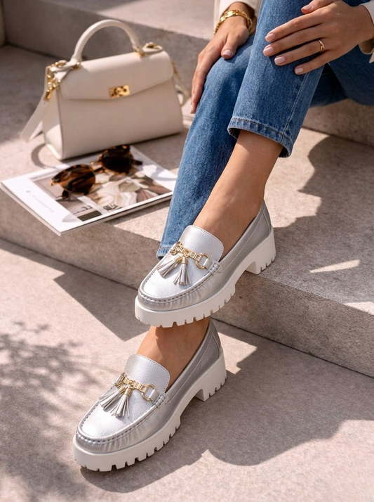 Bolichero Slip On en Tono Plateado