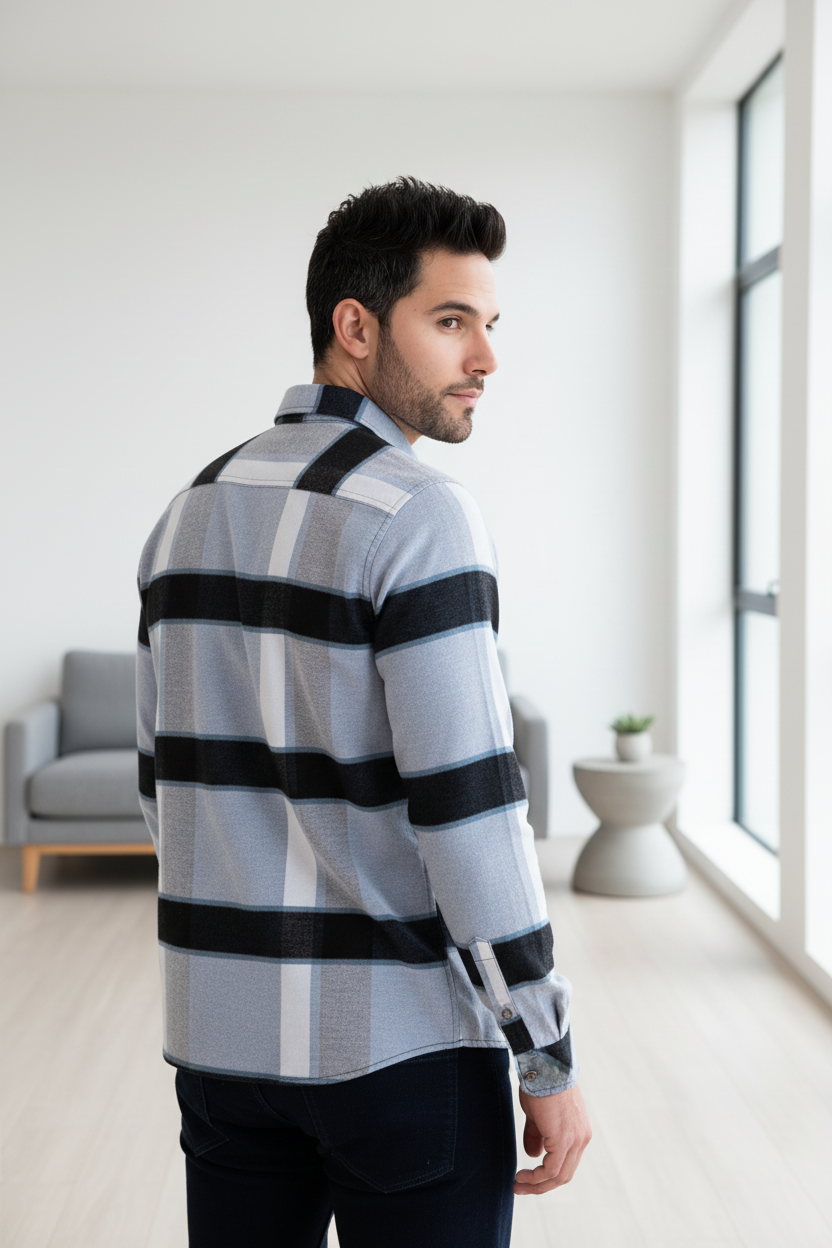 Vista três quartos de costas